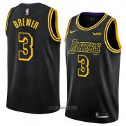 Maillot Los Angeles Lakers Corey Brewer No 3 Ville 2018 Noir