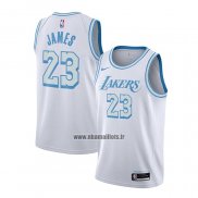 Maillot Los Angeles Lakers Lebron James No 23 Ville 2020-21 Blanc