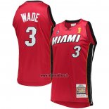 Maillot Miami Heat Dwyane Wade NO 3 Mitchell & Ness 2005-06 Authentique Rouge