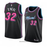 Maillot Miami Heat Shaquille O'neal No 32 Ville 2018-19 Noir