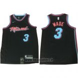 Maillot Miami Heat Wade No 3 Ville 2017-18 Noir Bleu