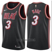 Maillot Miami Heat Wade No 3 Ville 2017-18 Noir Rouge