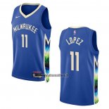 Maillot Milwaukee Bucks Brook Lopez NO 11 Ville 2022-23 Bleu