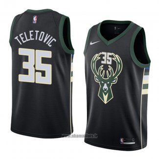 Maillot Milwaukee Bucks Mirza Teletovic No 35 Statement 2018 Noir