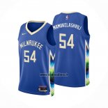 Maillot Milwaukee Bucks Sandro Mamukelashvili NO 54 Ville 2022-23 Bleu