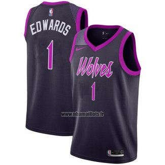 Maillot Minnesota Timberwolves Anthony Edwards NO 1 Ville 2018-19 Volet