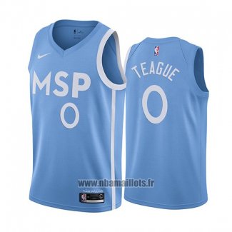 Maillot Minnesota Timberwolves Jeff Teague No 0 Ville Edition Bleu