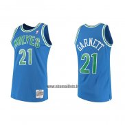 Maillot Minnesota Timberwolves Kevin Garnett NO 21 Hardwood Classics Throwback Bleu