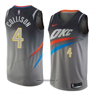 Maillot Oklahoma City Thunder Nick Collison No 4 Ville 2018 Gris