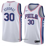 Maillot Philadelphia 76ers Furkan Korkmaz No 30 Association 2018 Blanc