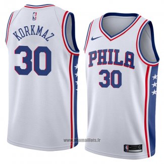 Maillot Philadelphia 76ers Furkan Korkmaz No 30 Association 2018 Blanc