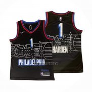 Maillot Philadelphia 76ers James Harden NO 1 Ville 2020-21 Noir