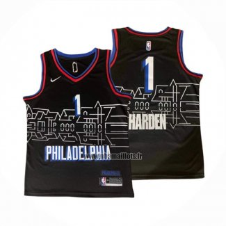 Maillot Philadelphia 76ers James Harden NO 1 Ville 2020-21 Noir