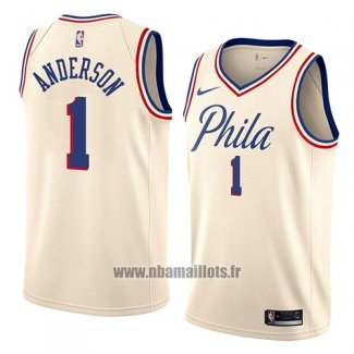 Maillot Philadelphia 76ers Justin Anderson No 1 Ville 2018 Crema