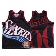 Maillot Philadelphia 76ers Personnalise NO 0 Mitchell & Ness Big Face Noir