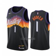 Maillot Phoenix Suns Devin Booker No 1 Ville 2020-21 Noir