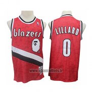 Maillot Portland Trail Blazers Damian Lillard No 0 Mitchell & Ness 2018-19 Rouge