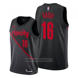 Maillot Portland Trail Blazers Pau Gasol No 16 Ville 2019 Noir