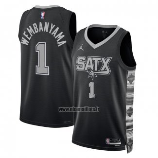 Maillot San Antonio Spurs Victor Wembanyama NO 1 Statement 2022-23 Noir