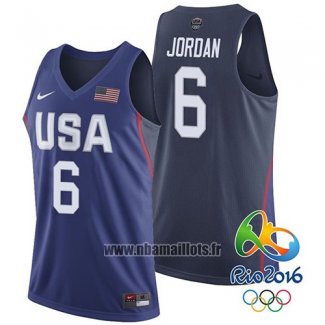 Maillot USA 2016 Deandre Jordan No 6 Bleu