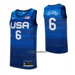 Maillot USA 2021 Damian Lillard NO 6 Bleu