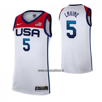 Maillot USA 2021 Zach Lavine NO 5 Blanc