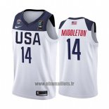 Maillot USA Khris Middleton No 14 2019 FIBA Basketball World Cup Blanc