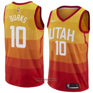 Maillot Utah Jazz Alec Burks No 10 Ville 2018 Jaune