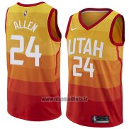 Maillot Utah Jazz Grayson Allen No 24 Ville 2017-18 Jaune