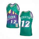 Maillot Utah Jazz John Stockton NO 12 Mitchell & Ness 1996-97 Vert