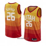 Maillot Utah Jazz Kyle Korver No 26 Ville 2018 Jaune