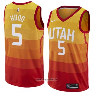 Maillot Utah Jazz Rodney Hood No 5 Ville 2018 Jaune