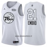 Maillot All Star 2018 Philadelphia 76ers Jimmy Joel Embiid No 21 Blanc