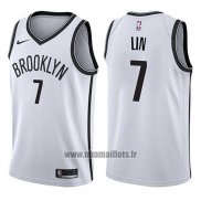 Maillot Brooklyn Nets Jeremy Lin No 7 Association 2017-18 Blanc