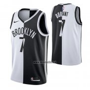 Maillot Brooklyn Nets Kevin Durant NO 7 Split Noir Blanc