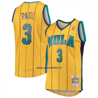 Maillot Charlotte Hornets Chris Paul NO 3 Mitchell & Ness 2010-11 Jaune