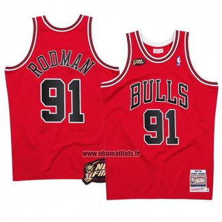 Maillot Chicago Bulls Dennis Rodman NO 91 Mitchell & Ness 1997-98 NBA Finals Rouge