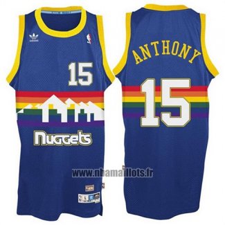 Maillot Denver Nuggets Carmelo Anthony No 15 Retro Bleu