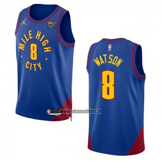 Maillot Denver Nuggets Peyton Watson NO 8 Statement 2022-23 Bleu