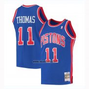 Maillot Detroit Pistons Isaiah Thomas No 11 Mitchell & Ness 1988-89 Bleu