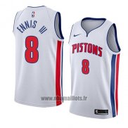 Maillot Detroit Pistons James Ennis Iii No 8 Association 2018 Blanc