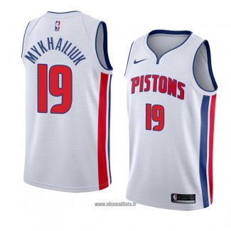 Maillot Detroit Pistons Svi Mykhailiuk No 19 Association 2018 Blanc