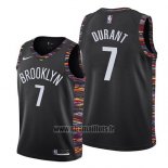 Maillot Enfant Brooklyn Nets Kevin Durant No 7 Ville 2019-20 Noir