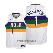 Maillot Enfant New Orleans Pelicans Zion Williamson No 1 Ville 2019 Blanc