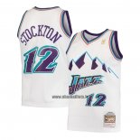 Maillot Enfant Utah Jazz John Stockton NO 12 Hardwood Classics Throwback 1996-97 Blanc