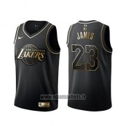 Maillot Golden Edition Los Angeles Lakers Lebron James No 23 Noir