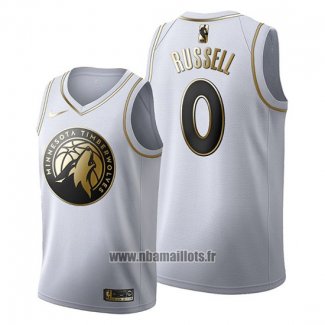 Maillot Golden Edition Minnesota Timberwolves D'angelo Russell No 0 2019-20 Blanc