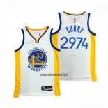 Maillot Golden State Warriors Stephen Curry 2974th 3 Points Blanc