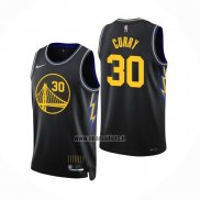 Maillot Golden State Warriors Stephen Curry NO 30 Ville 2021-22 Noir