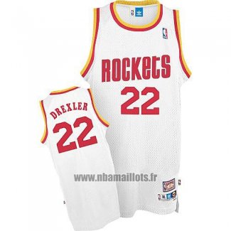 Maillot Houston Rockets Clyde Drexler No 22 Retro Blanc